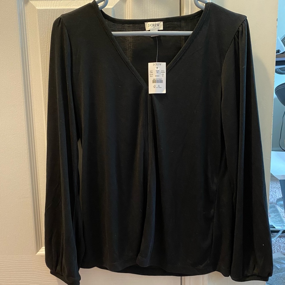j crew black v neck long sleeve blouse